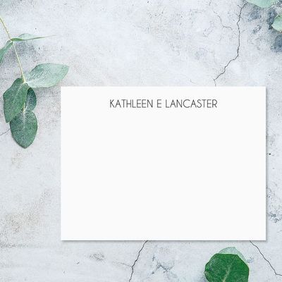 14 & Orange White Modern Type Personalized Flat Note Cards  4 1/8 inches x 5 1/2 inches, Heavyweight Stock, Matching Envelopes, (Set of 10), by Fine Stationery