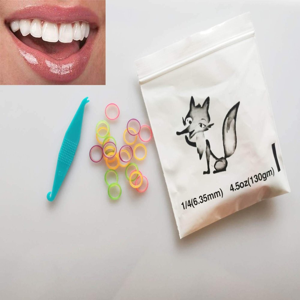 100 Pcs 1/4" Orthodontic Dental Elastic Rubber Bands 100 Pack Neon Heavy Force 4.5 oz Dreads Doll Hair Braids Horse Mane Tail Fix Tooth Gap Top Knots FREE Elastic Placer for Brace