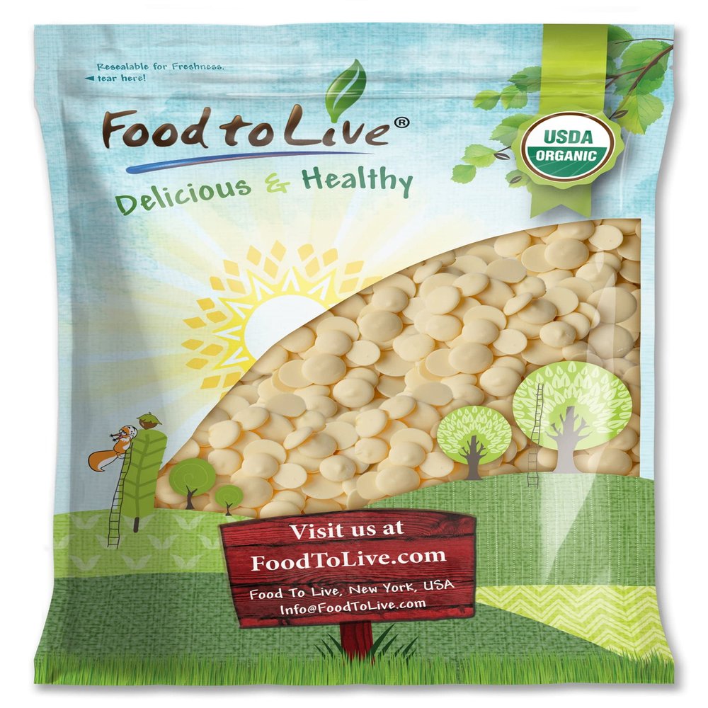 Food to Live Organic Cacao Butter Wafers, 8 Pounds - Non-GMO, Vegan, Food-Grade Cocoa Butter, Bulk, Ideal for Cooking, Baking, and Homemade Chocolate
