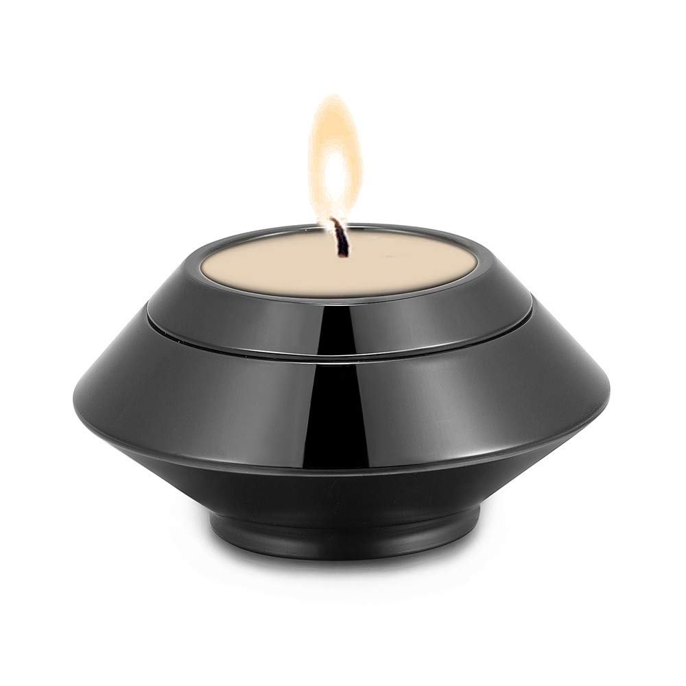 Cremation Urns for Ashes Stainless Steel Candle Holder Keepsake Urns for Ashes for Loved one Free Engraved (Black)