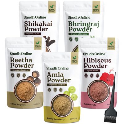 Homeda 5in1 Amla Reetha Shikakai Bhringraj Hibiscus Hair Powder 7oz x 5
