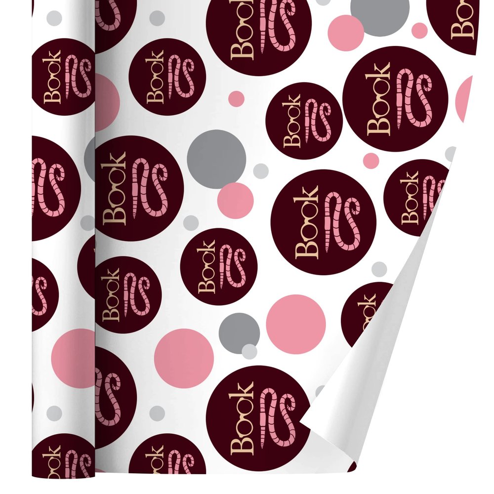 GRAPHICS & MORE Book Worm with Earthworm Glasses Gift Wrap Wrapping Paper Roll