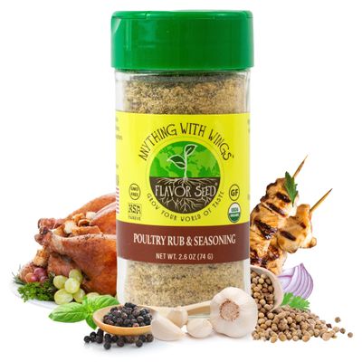 Organic Chicken Seasoning - Anything With Wings by Flavor Seed, Carnivore & Keto Poultry Rub & Wing Dust for Chicken, Quail, Duck, Pheasant and Turkey, No Sugar, Kosher, 2.6 oz Shaker Jar