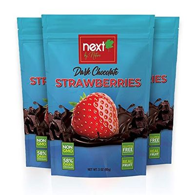 Next by Nature Dark Chocolate Strawberry 3 oz Bag (Pack of 3)