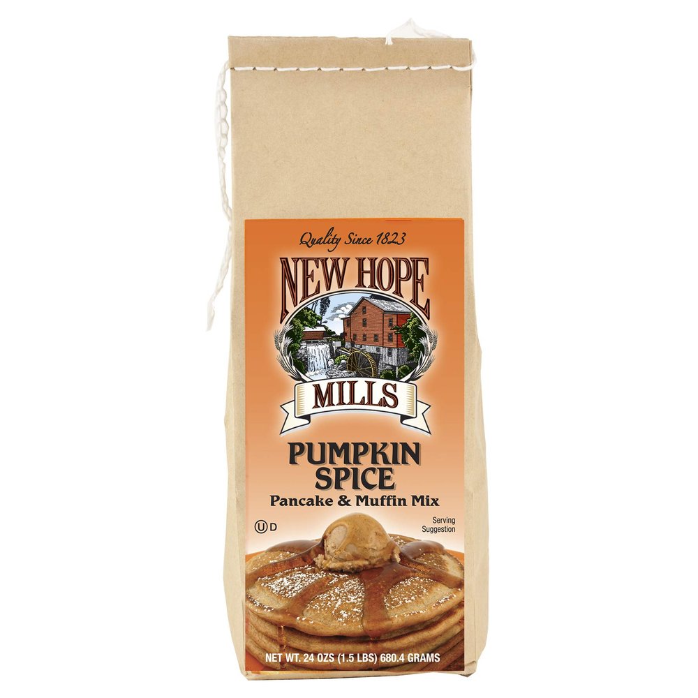 New Hope Mills Flavored Pancake Mix- Two 24 oz. Bags- Your Choice of 5 Different Varieties (Pumpkin Spice)