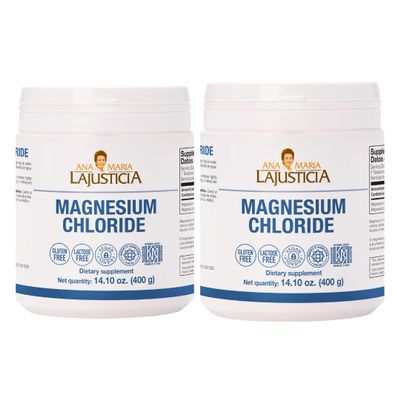 2 Pack Ana Maria LaJusticia Magnesium Chloride 400g - Ideal for Old People - Recharge Your Energy - Supplement - Strengthens - Energy - Spain
