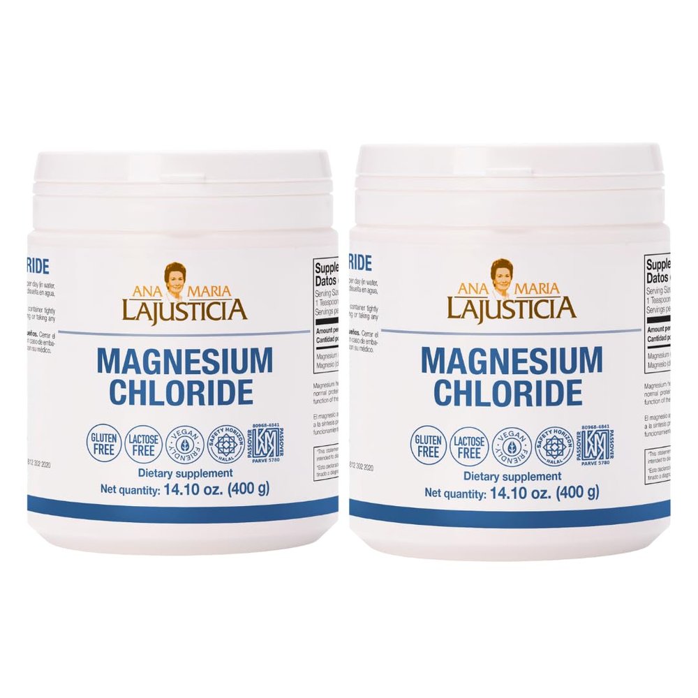 2 Pack Ana Maria LaJusticia Magnesium Chloride 400g - Ideal for Old People - Recharge Your Energy - Supplement - Strengthens - Energy - Spain