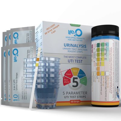 5-in-1 Full Panel UTI Test Strips for Women, Men & Kids (60 Strips) with 2-Factor UTI Severity (Protein & Microalbumin), Urine Test Strips for Bladder, at Home Urinary Tract Infection Kit