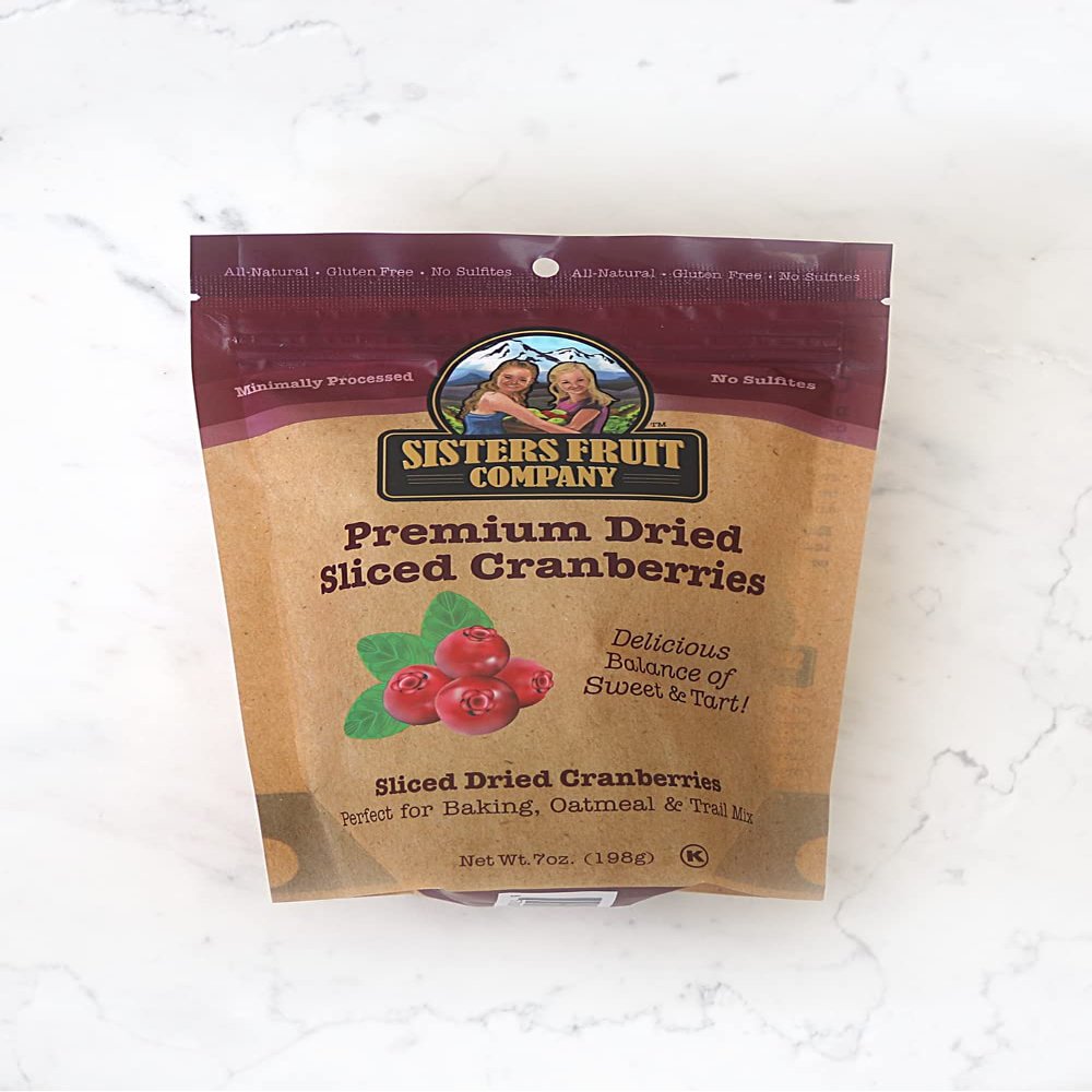 Sisters Fruit Company Premium Dried Sliced Cranberries (Contains THREE 7oz bags)