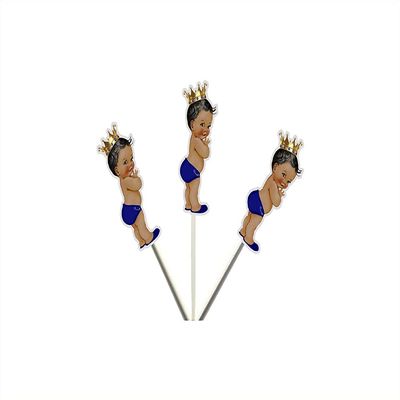 12 Count - LITTLE PRINCE BLUE and Gold Cupcake Toppers, Prince Baby Shower, Prince Birthday Party, Prince Cupcake Toppers