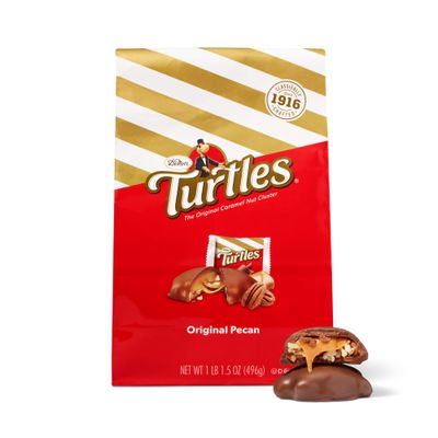 DeMet's Turtles Milk Chocolate Caramel Nut Cluster (17.5 Ounce, 1 Bag) | Original Pecan | Perfect Grab-N-Go Snack or Sit & Savor | Gooey, Nutty Chocolate in Distinctive Cluster Shapes