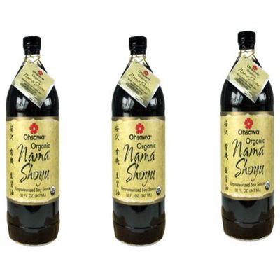 Ohsawa Nama Shoyu, Organic and Aged in 150 Year Cedar Kegs for Extra Flavor - Japanese Soy-Free Sauce, Low - Sodium, Non-GMO, Vegan, Kosher - 32 Fl Oz (3 Pack)