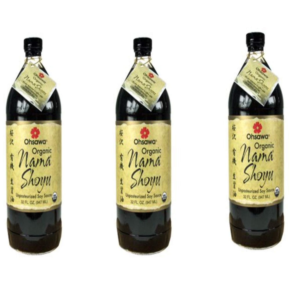 Ohsawa Nama Shoyu, Organic and Aged in 150 Year Cedar Kegs for Extra Flavor - Japanese Soy-Free Sauce, Low - Sodium, Non-GMO, Vegan, Kosher - 32 Fl Oz (3 Pack)