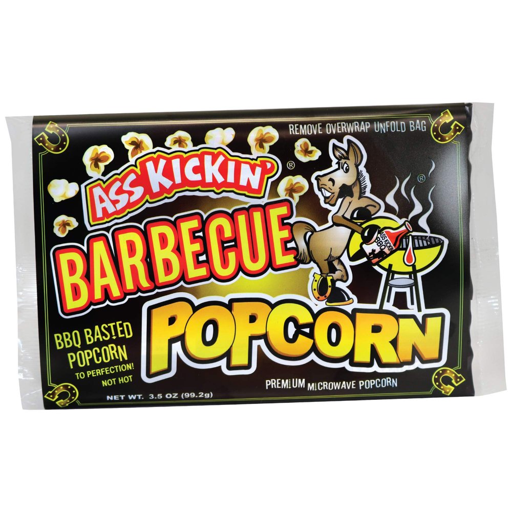 ASS KICKIN' BBQ Microwave Popcorn - 6 Pack - Ultimate Barbecue Gourmet Gift - Makes a Great Movie Theater Popcorn or Snack Food - Try if you dare!