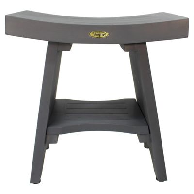 CoastalVogue 18 Inch Lunar Gray Serenityy Waterproof Teak Wood Shower Bench Stool Seat Chair for Inside Shower Provides Safety, Storage, and Organization for Bathroom Accessories