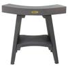 CoastalVogue 18 Inch Lunar Gray Serenityy Waterproof Teak Wood Shower Bench Stool Seat Chair for Inside Shower Provides Safety, Storage, and Organization for Bathroom Accessories view 1