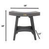 CoastalVogue 18 Inch Lunar Gray Serenityy Waterproof Teak Wood Shower Bench Stool Seat Chair for Inside Shower Provides Safety, Storage, and Organization for Bathroom Accessories view 3