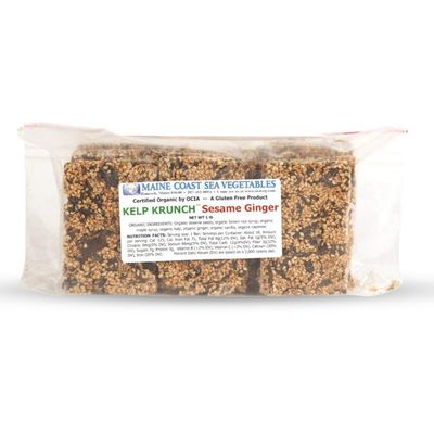Maine Coast Sea Vegetables Kelp Krunch Ginger Sesame Bars | Organic Sesame Ginger Snacks | Crunchy Seed Bars with Wild-Harvested Kelp | Gluten-Free, Dairy-Free, Vegan | 1 LB Bulk Pack (Unwrapped)