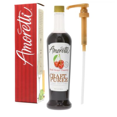 Amoretti - Red Sour Cherry Craft Puree 750ml - Perfect for Brewing, Cocktails, and other Beverages, Made of Real Fruit, No Preservatives, Filtered, Super Concentrated, Fully Pasteurized, TTB Registered