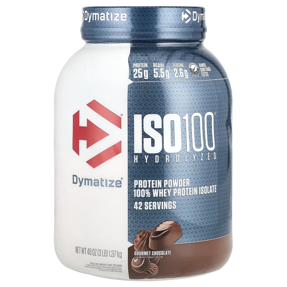 Dymatize ISO100 Hydrolyzed, 100% Whey Protein Isolate, Gourmet Chocolate, 3 lb (1.37 kg)