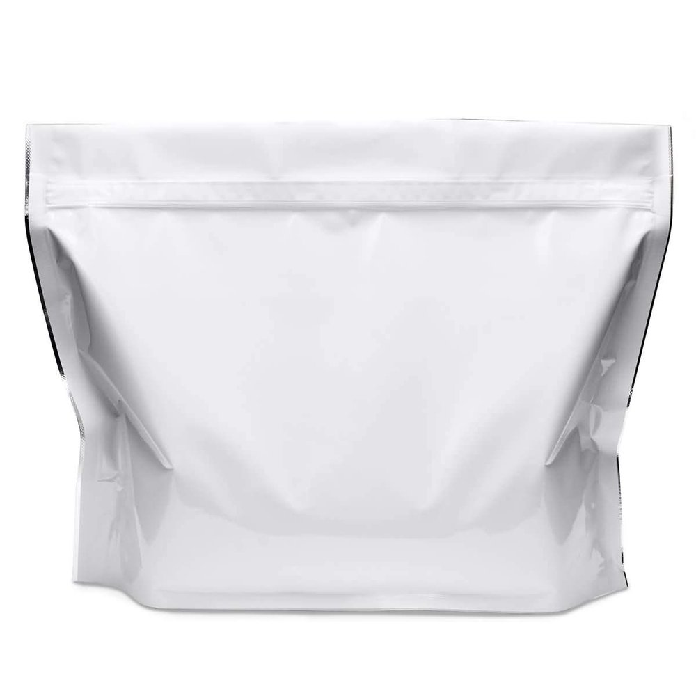100 Pack Glossy White 12"x9"x4" Resealable Stand Up Pouch ASTM-D3475 Standard Child Resistant Exit Bags