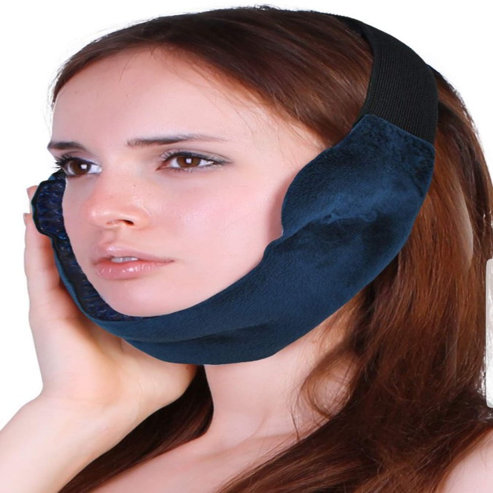 Dental Pain Relief Pack for Facial Pain and TMJ Relief | Includes 8 Inch Elastic Extender Strap for Extra Length Where Needed | Dual Use Ice Pack for Cold Therapy + Soft Plush Warm Compress for Heat