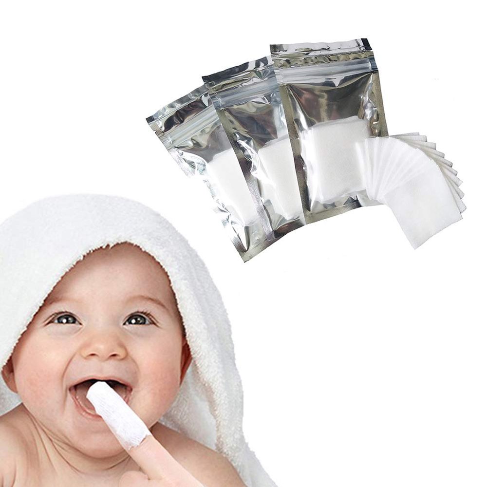 Zmmyr 120Pcs Baby Teeth Soft Gauze Finger Clean Oral Hygiene Tongue Milk Stain Cleaning for 0-2 Years Old