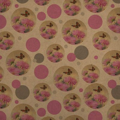 GRAPHICS & MORE Pink Dahlia Flowers and Butterfly Premium Kraft Gift Wrap Wrapping Paper Roll