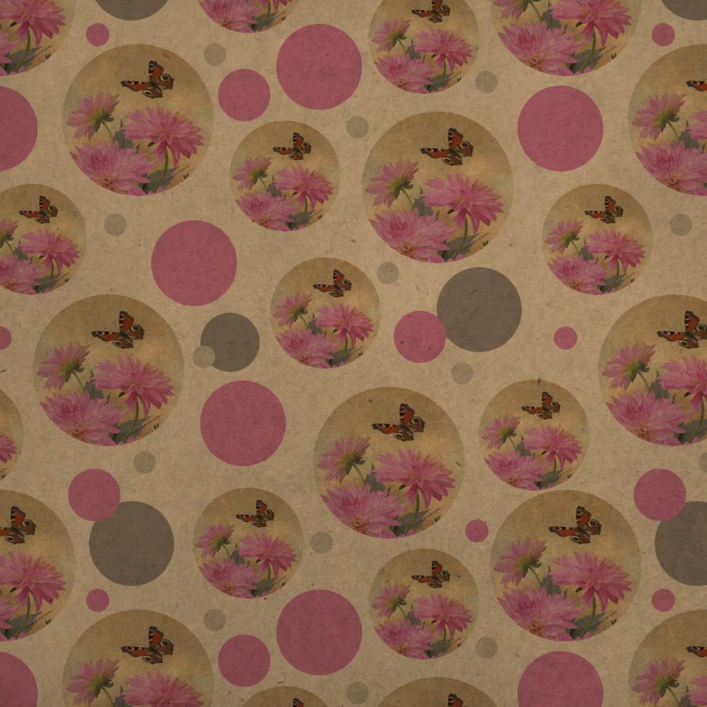 GRAPHICS & MORE Pink Dahlia Flowers and Butterfly Premium Kraft Gift Wrap Wrapping Paper Roll