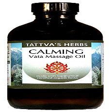 Tattvas Herbs Vata Calming Massage Oil 8oz Lemongrass & Sesame, Ayurvedic Relaxation Body Oil, Great as Massage Lotion