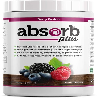 Absorb Plus Isolate Protein - Diet Supplement for Improved Gut Health, Extra Nutritional Support, Non-GMO, Gluten-Free, Lactose-Free, Casein-Free (2.2 Lbs, Berry Fusion)
