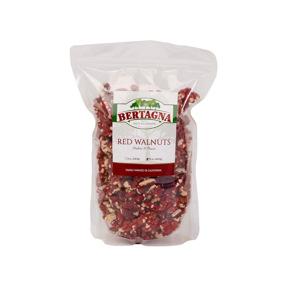 California Grown Red Walnuts, 100% Natural, Raw, Shelled Halves and Pieces, 1 Pound - Non-GMO Verified