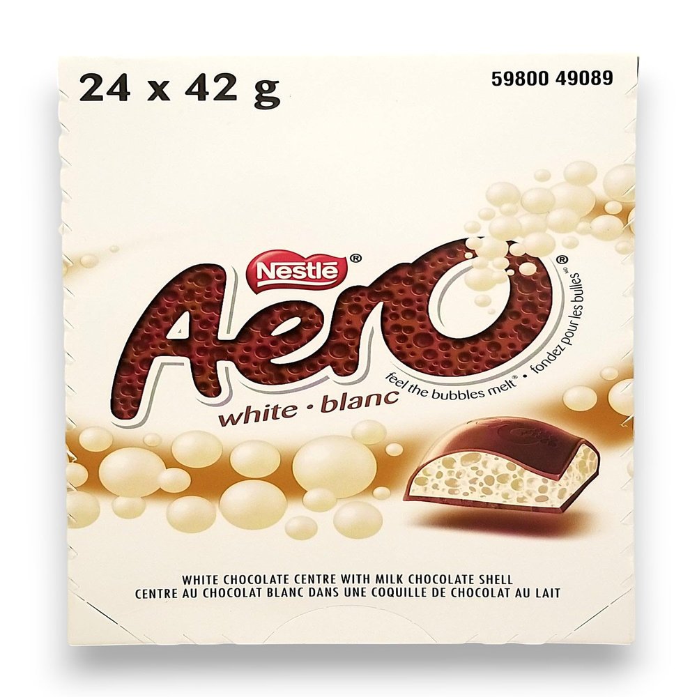 AERO White Chocolate Bars, 42g/1.5 oz., 24 Count, {Imported from Canada}