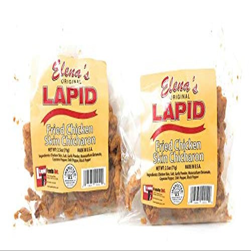 Elena's Original Lapid Fried Pork Rinds (Fried Chicken Skin Chicharon, 2 Pack of 71g)