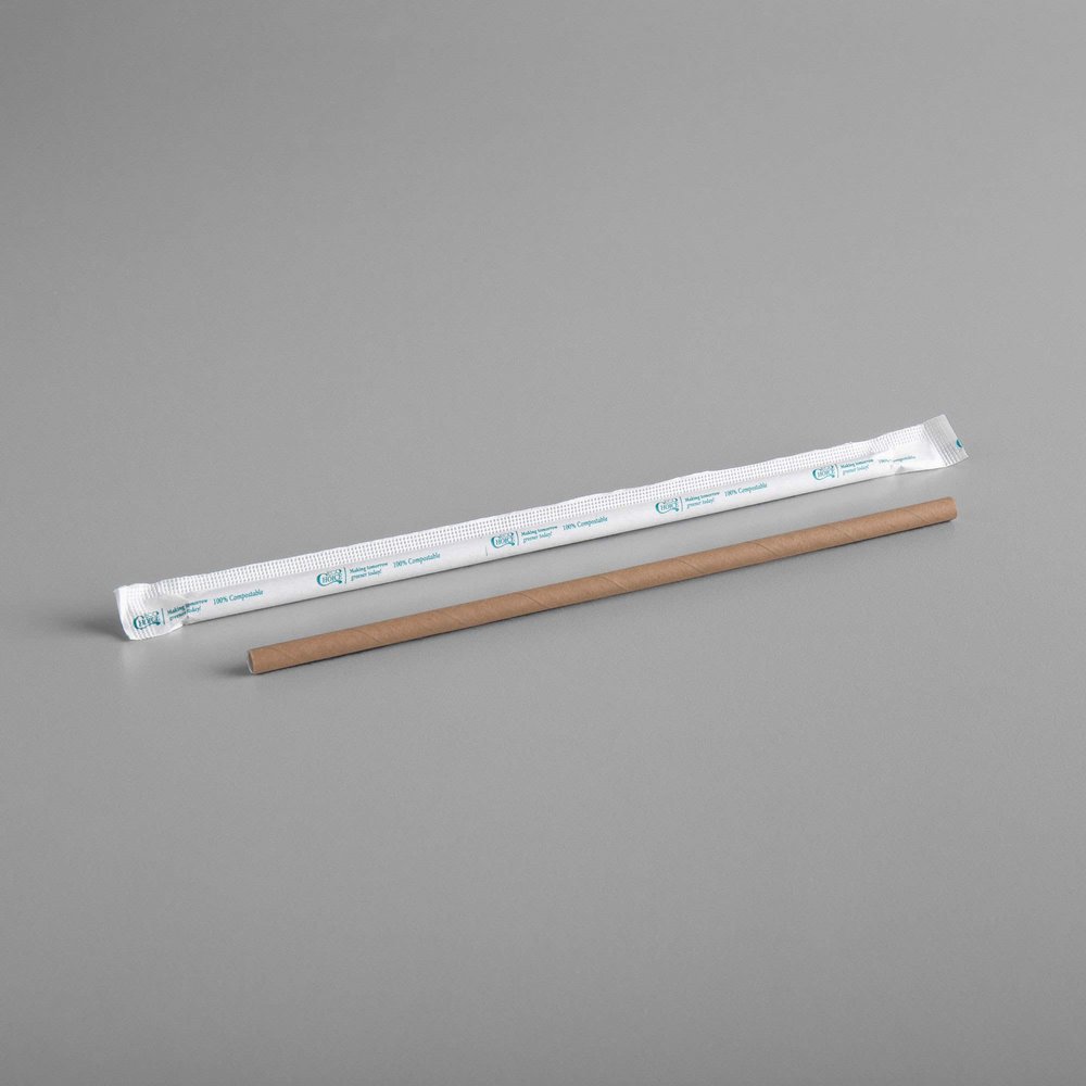 TableTop King 7 3/4" Kraft Jumbo Wrapped Compostable Paper Straw - 3200/Case