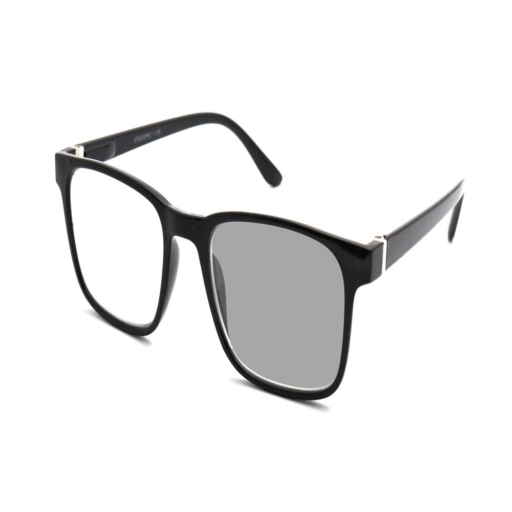 ColorViper Classic Transition Lens Photochromic Reading Glasses Spring Hinged Readers Sunglasses (B1 Shiny Black Square, 2.50)