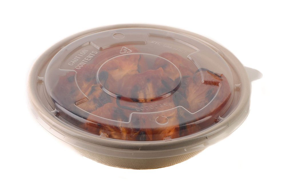 150 Count - EcoQuality 29oz Round Disposable Bowls with Microwavable Lids Natural Sugarcane Bagasse Bamboo Fibers Sturdy Compostable Eco Friendly Environmental Paper Plastic Bowl Alternative Tree Free