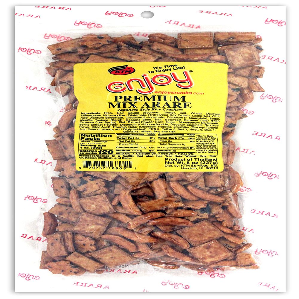 Enjoy Premium Mixed Arare - Japanese Style Rice Crackers, 8oz Bag