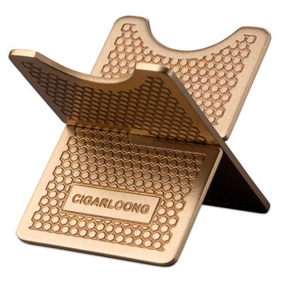 CIGARLOONG Cigar Stand Carbon Fiber Detachable Portable Cigar Travel Holder Rest (Color:Gold)