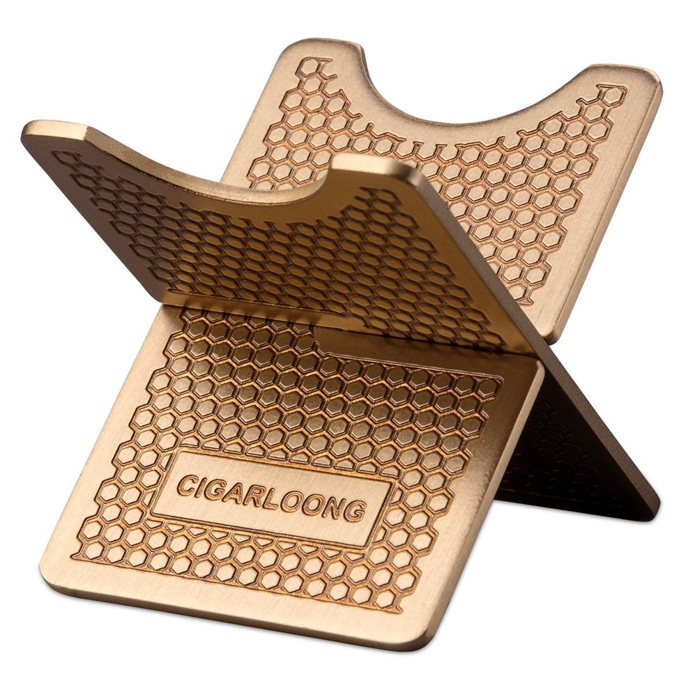 CIGARLOONG Cigar Stand Carbon Fiber Detachable Portable Cigar Travel Holder Rest (Color:Gold)