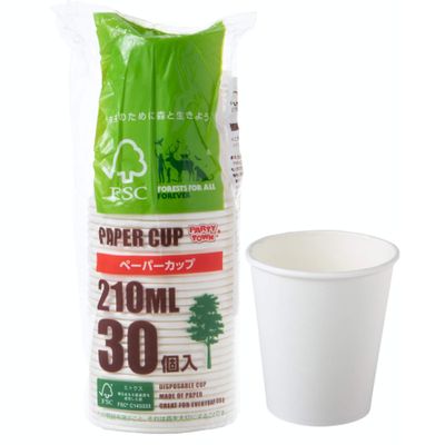 Strix Design SD-135 Paper Cups, Paper Cups, Pack of 30, White, 7.5 fl oz (210 ml), Simple, Disposable Cup, Eco-Friendly, Protection, Natural, Eco-Friendly, Commercial Use
