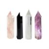 Set of 4 Healing Crystal Wands | Amethyst Crystal, Clear Quartz Crystal Wand & Rose Quartz Crystal Points,Black Obsidian| 6 Faceted Reiki Chakra Meditation Therapy view 1