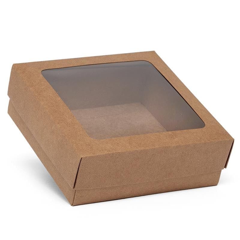 100ea - 4 X 4 X 1-3/4 Kraft Square Window Cookie Box