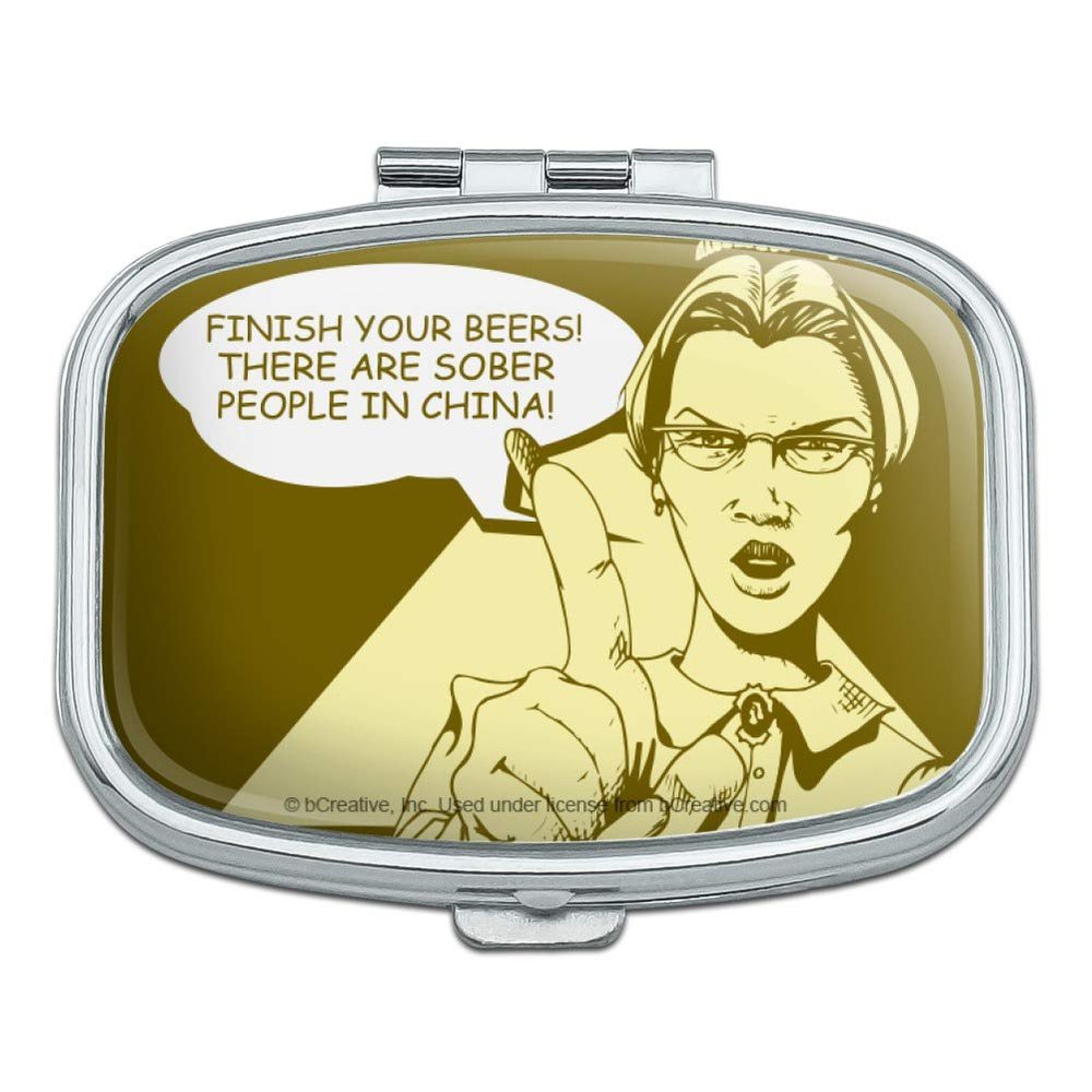 Finish Your Beers Sober People in China Funny Humor Rectangle Pill Case Trinket Gift Box