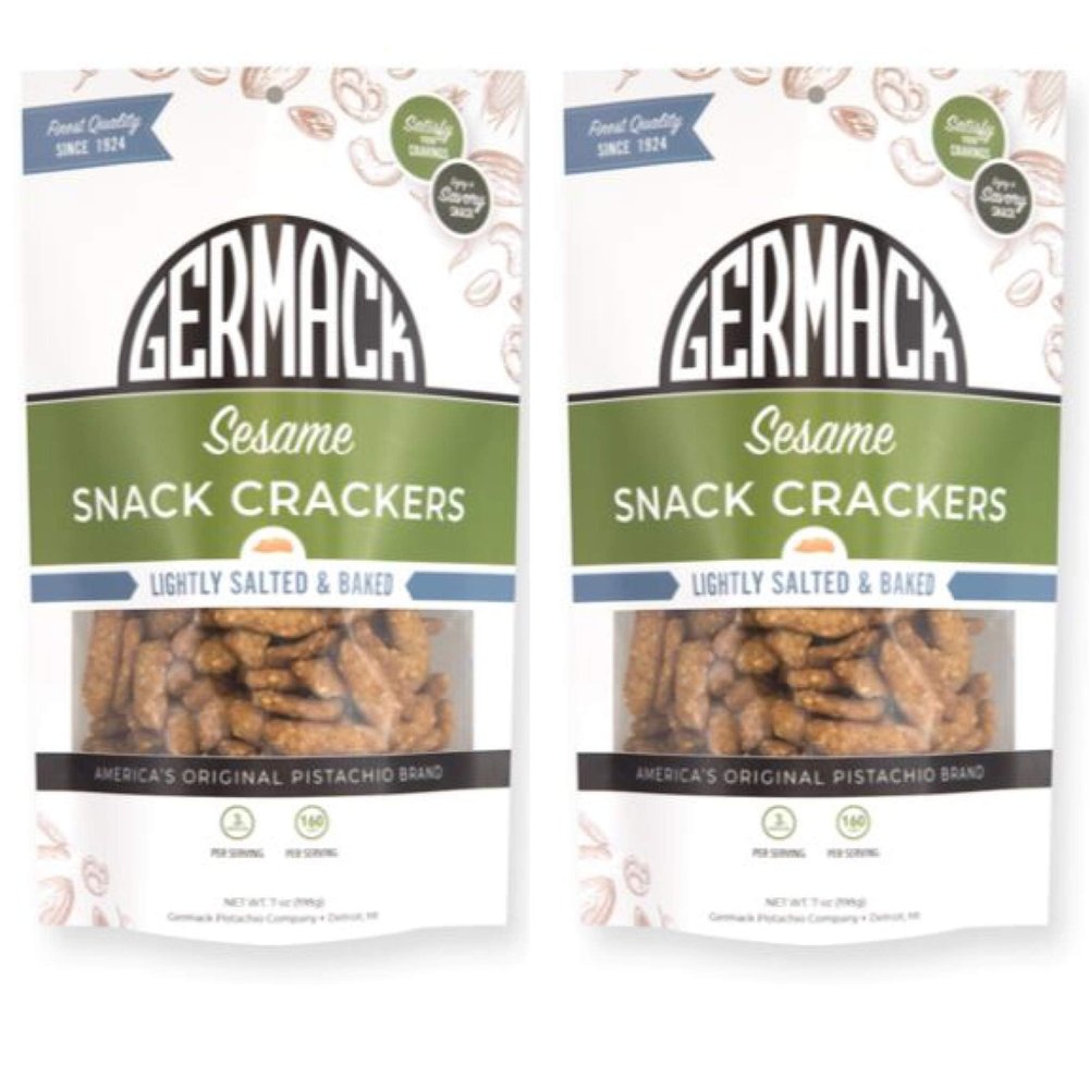 Germack Pistachio Company, Roasted and Salted Sesame Sticks Snack Cracker, 7 ounce bag, Set of 2