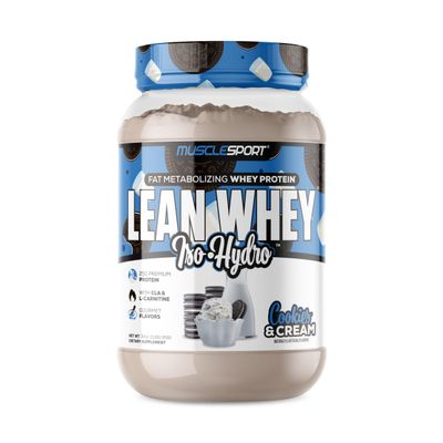Musclesport Lean Whey Revolution, Whey Protein Isolate with Hydrolyzed Whey - Low Calorie, Low Carb, Low Fat, Incredible Flavors - 25g Protein per Scoop (2lb, Cookies N Cream)