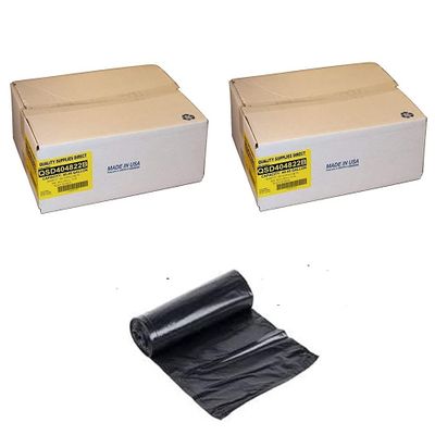 2 Box - Trash Bags, 40 - 45 gallon - (150 CountBox) (BLACK) Super High Density Rolls (Heavy Duty Liners) 300 Bags Total ( wholesale Quantity )