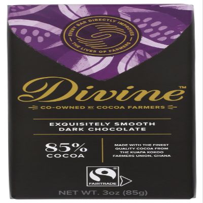 DIVINE CHOCOLATE Chocolate, 85% Exquisitely Rich Dark Chocolate, 3 Oz