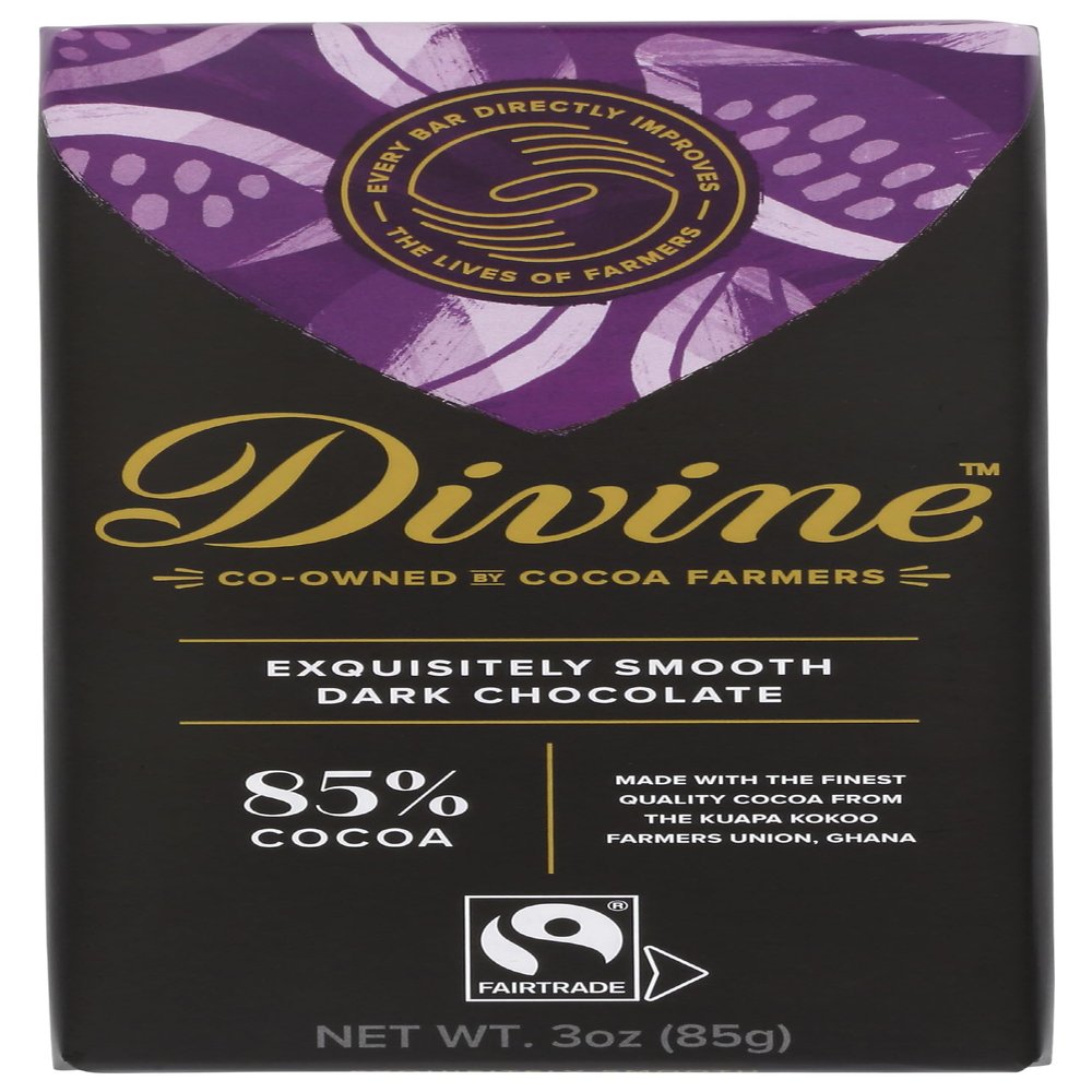 DIVINE CHOCOLATE Chocolate, 85% Exquisitely Rich Dark Chocolate, 3 Oz