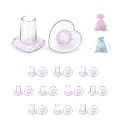 10 Pairs High Heel Protectors, Heart Shaped Glittery Clear Heel Stoppers for Women Shoes, Perfect for Outdoor Graden Party and Weddings, Pink